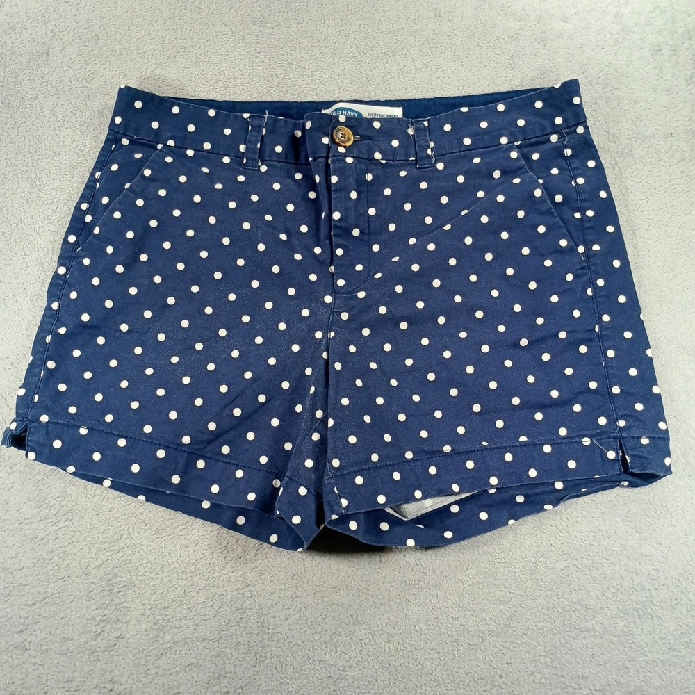 Old Navy Womens Everyday Short Navy‎ Blue Polka Dot 10 Mid-Rise Stretch
